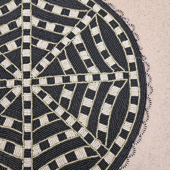 RARE MACKENZIE CHILDS SPIDER WEB COURTLY CHECK HALLOWEEN FALL PLACEMAT CHARGER - Picture 3 of 9